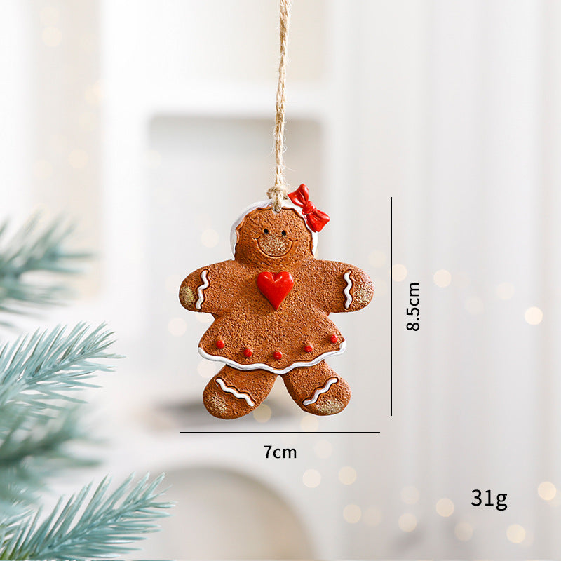 Christmas Decorations Elderly Snowman Gingerbread Man Small Pendant