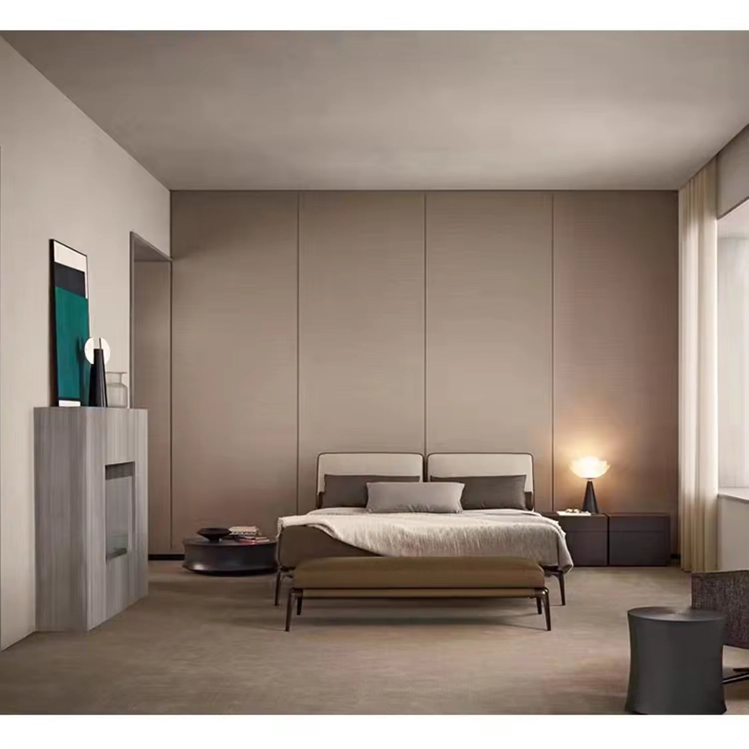 Custom Made Simple Soft Frame Bed Design Modern Italian Light Luxury Wedding Hotel Bed Frame