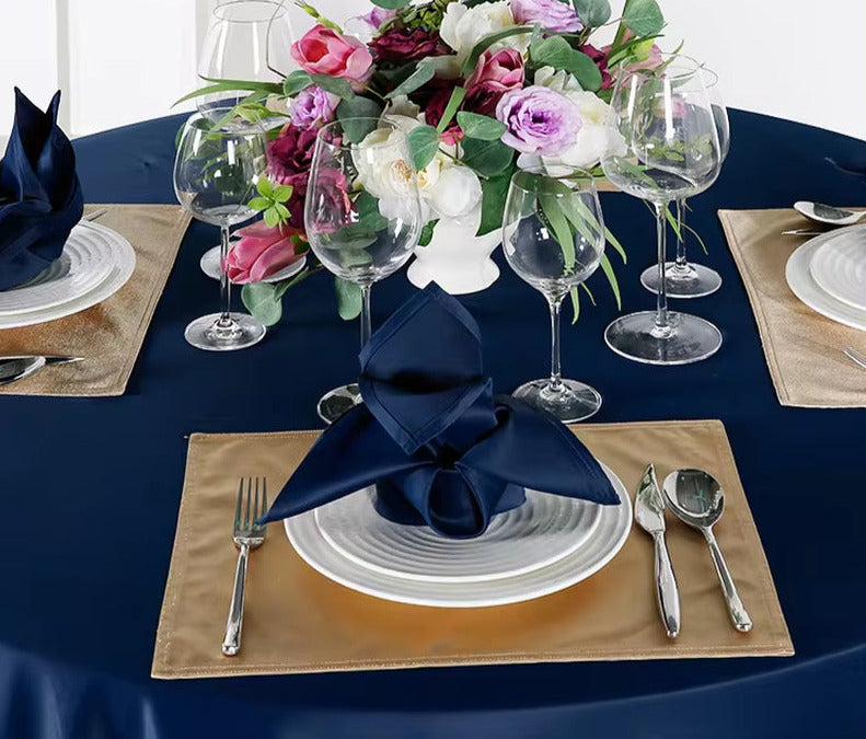 Wedding Outdoor Party Fitted Hotel Banquet Cotton Blue Custom Tablecloth Table Cover