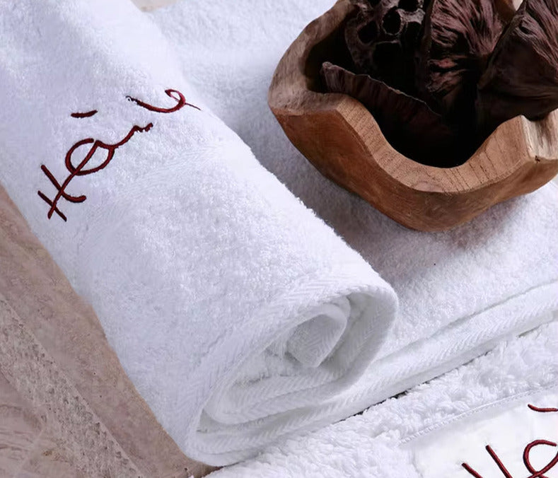 Iso9001 Certified Woven Embroidered Towels Bath Set Luxury Hotel 100% Egyptian Cotton
