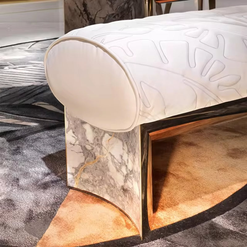 Light Luxury Home Door Shoe Stool Sofa Leather Designer Low Stool Stainless Steel Bed Stool