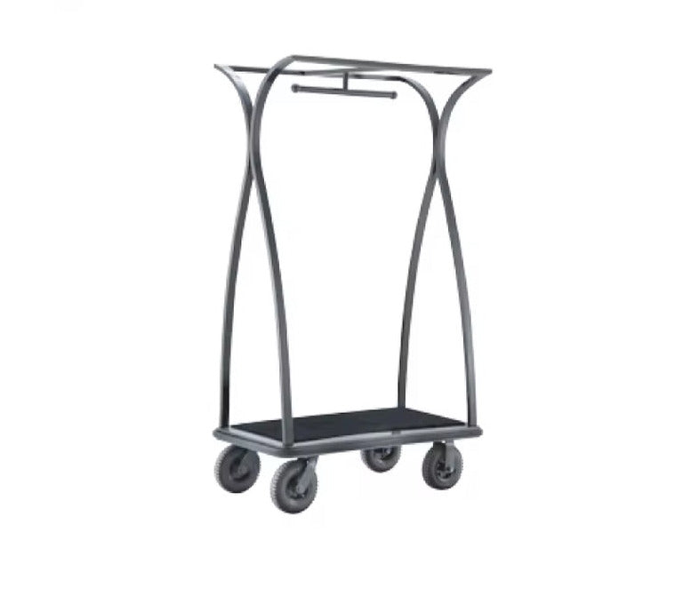 4 Wheels Stainless Steel Gold Color Used Hotel Bellman Luggage Trolley Cart for Sale