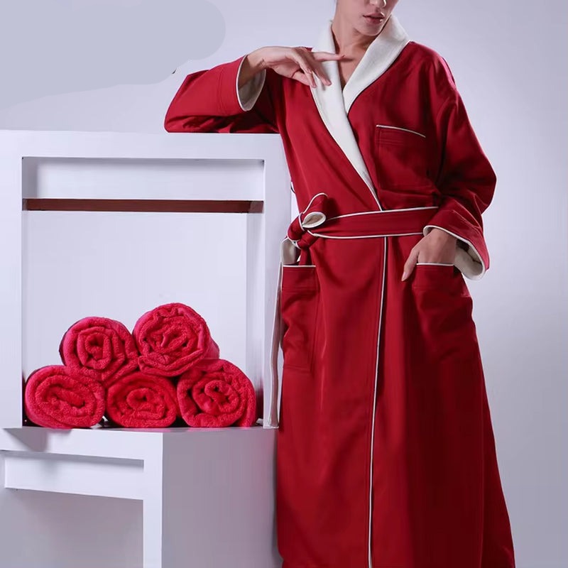 Latest 100 Cotton White Satin Spa Bathrobe