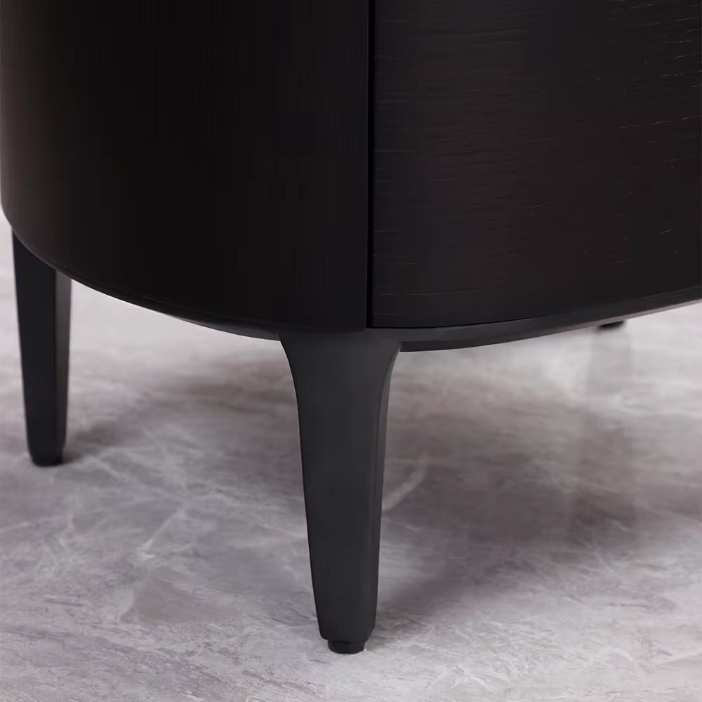 Italian Design High-End Wooden Nightstand with Two Drawers Bedside Tables for Bedroom Apartment Dining Hall Featuring Metal Legs