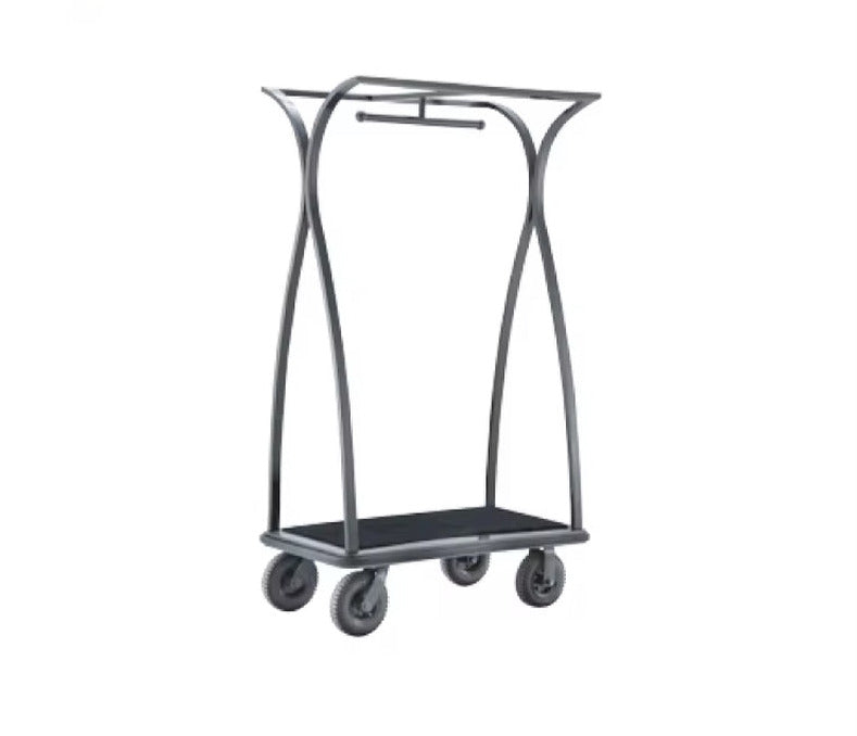 4 Wheel Hotel Bellman Luggage Cart Stainless Steel Hotel Lobby Brass Gold Trolley Luggage Trolley