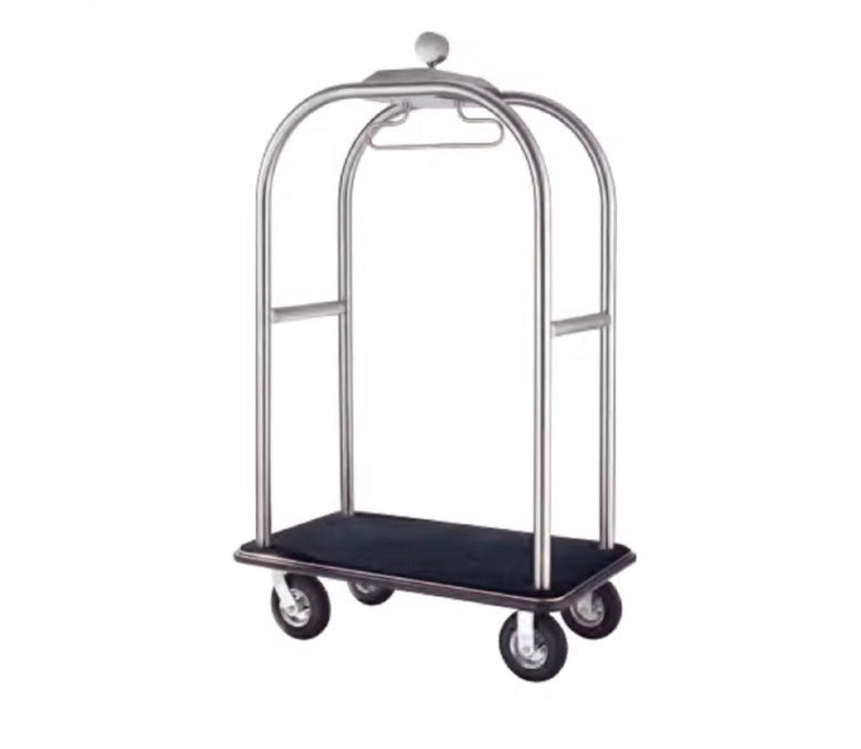 4 Wheels Stainless Steel Gold Color Used Hotel Bellman Luggage Trolley Cart for Sale