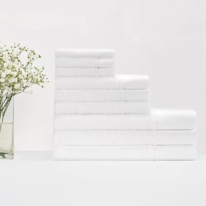 Wholesale Luxury 100% Cotton Bathroom Shower Towel Spa White Towel Hotel Towel Set