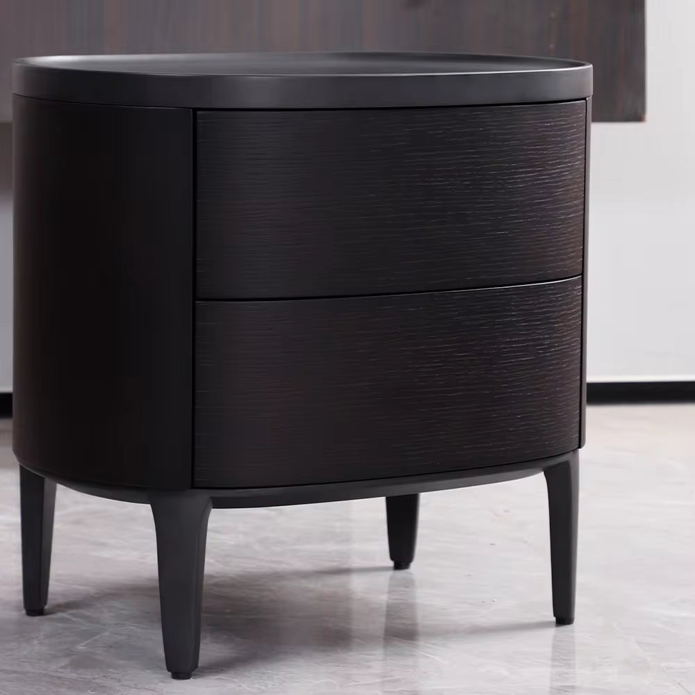 Italian Design High-End Wooden Nightstand with Two Drawers Bedside Tables for Bedroom Apartment Dining Hall Featuring Metal Legs