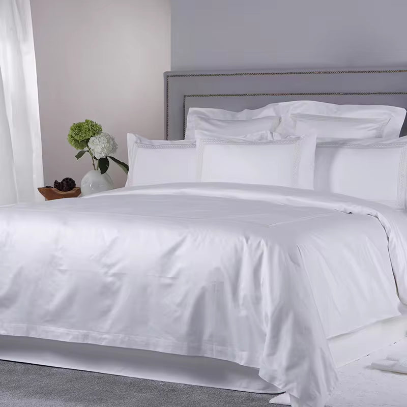 Luxury New Designs Egyptian Cotton Bedding Set Manufacturers White Hotel Flat Bed Sheet