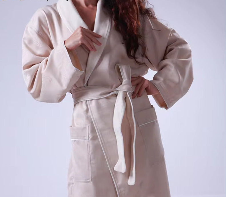 Latest 100 Cotton White Satin Spa Bathrobe