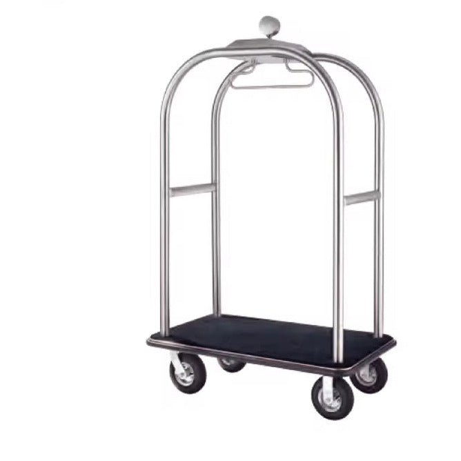 4 Wheel Hotel Bellman Luggage Cart Stainless Steel Hotel Lobby Brass Gold Trolley Luggage Trolley