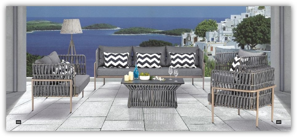 Polyester Rope Outdoor Furniture with Canopy Restaurant Outdoor Sofa Hotel PL Rope Combination Sofa Set