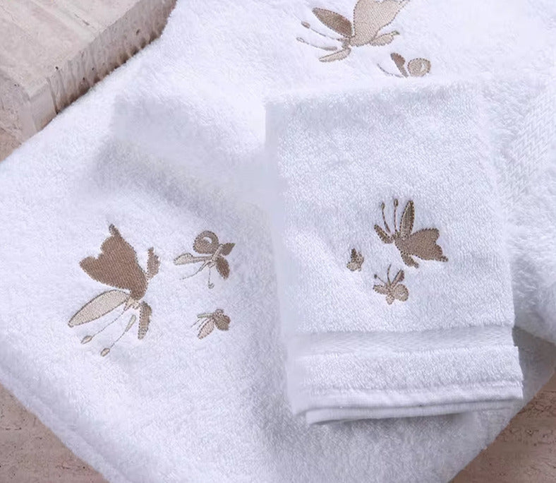 Iso9001 Certified Woven Embroidered Towels Bath Set Luxury Hotel 100% Egyptian Cotton