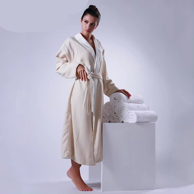 Latest 100 Cotton White Satin Spa Bathrobe