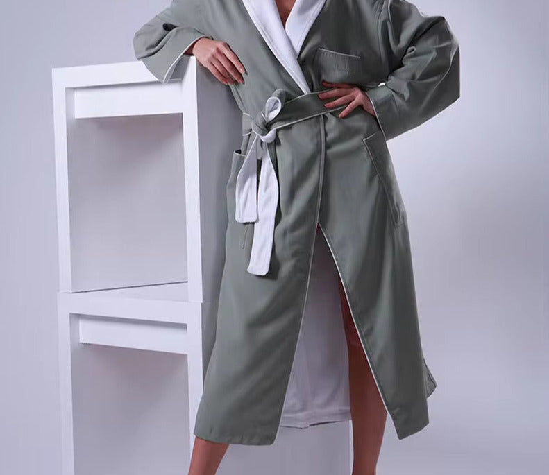 Latest 100 Cotton White Satin Spa Bathrobe