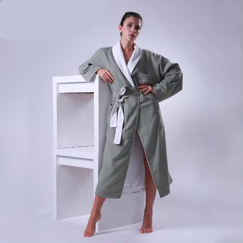 Latest 100 Cotton White Satin Spa Bathrobe