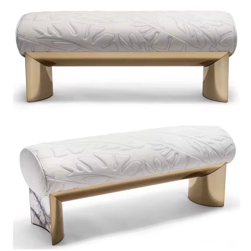 Light Luxury Home Door Shoe Stool Sofa Leather Designer Low Stool Stainless Steel Bed Stool